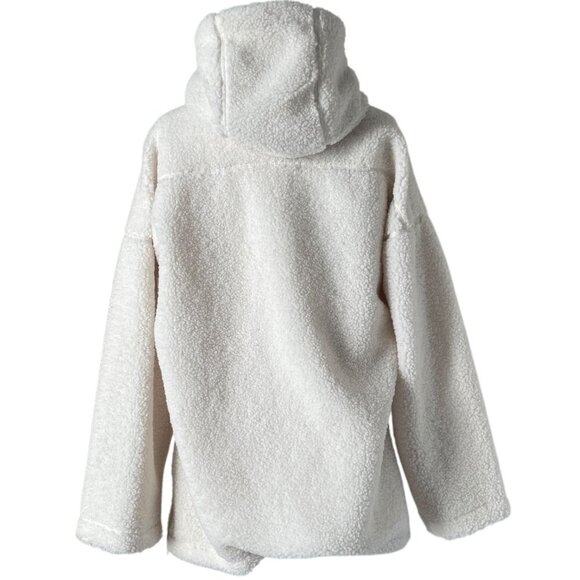 The White Company Borg Oversized Sherpa Hoodie Cream Pullover Funnel Neck Size S - Picture 5 of 8